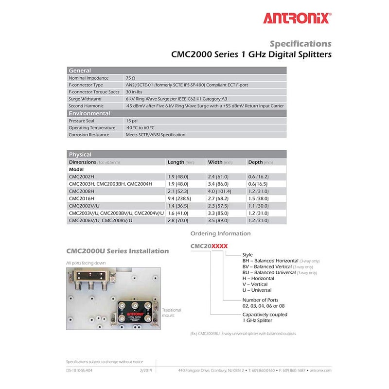 Antronix 6-way RG6 Splitter Coaxial Signal CMC2006V Cable HDTV 1GHz 1002MHz - Image 4